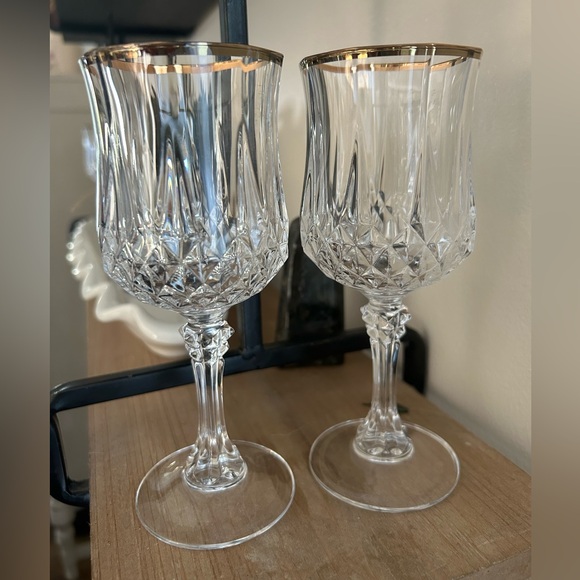 Set of 4 Cristal D'Arques-Durand Longchamp Gold Wine Glasses - Picture 2 of 5